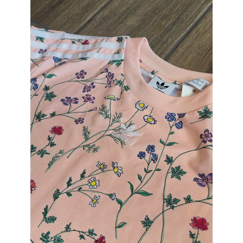 Adidas Originals Women's Flower Blush Graphic Bodysuit 3-Stripe Trefoil DN9104 L